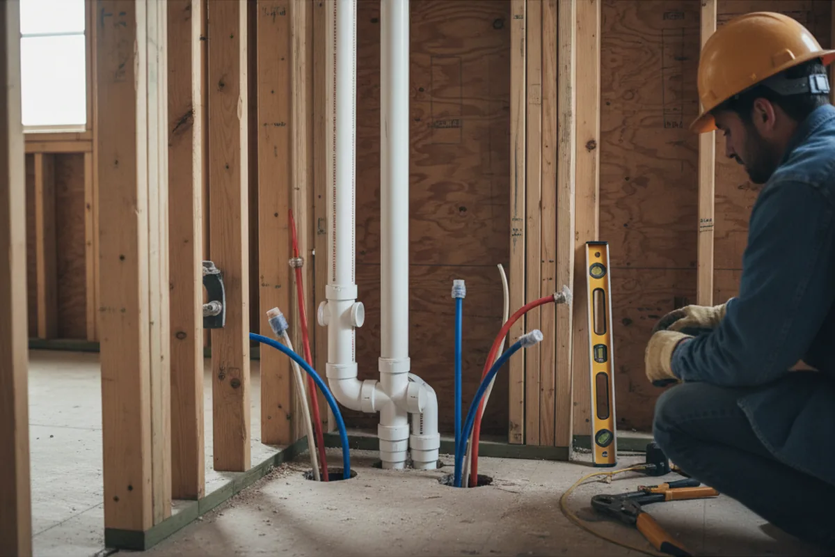 Drain and supply rough-in during Drain Cleaning in Petersburg